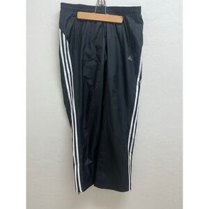 Adidas Mens Black White Three Stripe Windbreaker Track Pants Mesh Lined Size M